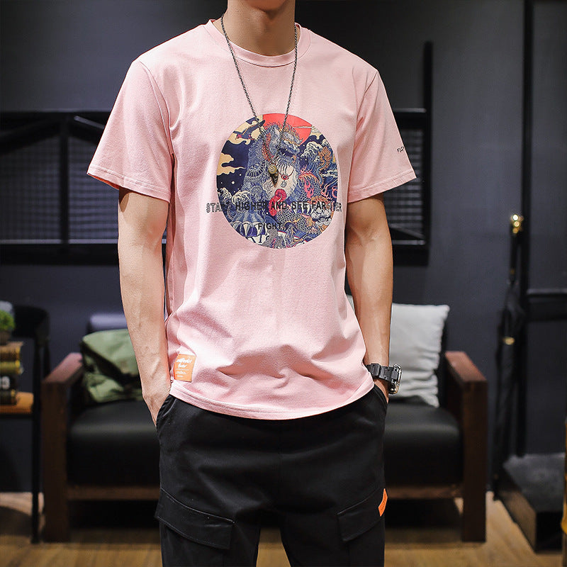 Large size T-shirt print T-shirt Pink