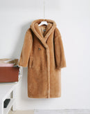 Teddy bear cashmere coat women Khaki