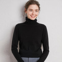 Pile up collared cashmere sweaters Black