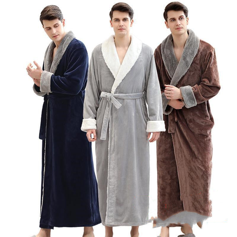 Plus Size Long Bathrobe Coral Fleece Full Length Pajamas