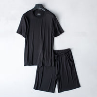 Modal Summer Pajamas Men's Thin Homewear Suit Black