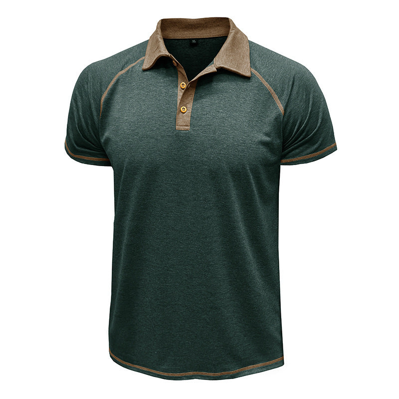 Short-sleeved Lapel T-shirt POLO Bottoming Shirt Men Clothing Green