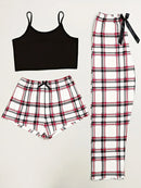 Suspender Shorts Trousers Three-Piece Fashion 1 set White S