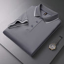 Men's Polo Shirt Lapel T-shirt Summer Short Sleeve Dark Gray