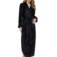 Unisex Winter Fleece Bath Robe Black