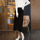 Elegant 100% Cashmere Skirt With Ties For Women Black