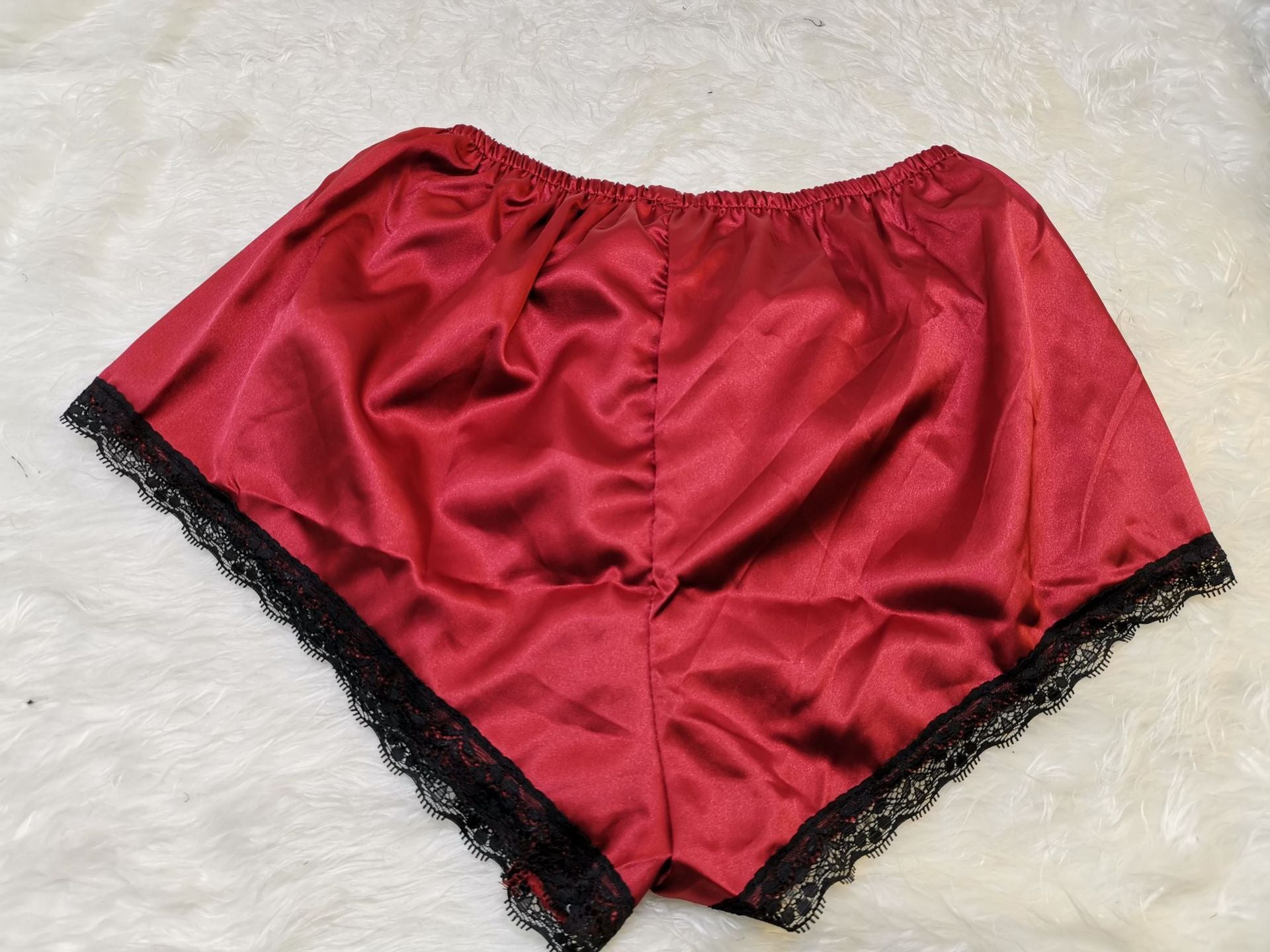 Two-Piece Silk Lingerie Pajama Set For Women Red