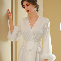 Fashion Female Kimono Satin Long Bathrobe