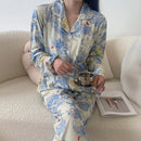 Silk Women Pajama Lapel Button BCX30055 XXL