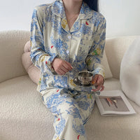 Silk Women Pajama Lapel Button BCX30055 XXL