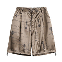 Fashion Satin Printed Loose Straight Shorts