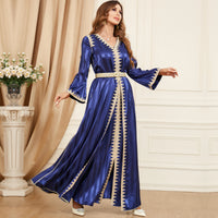 Satin Two Piece Evening Dress Sapphire Blue