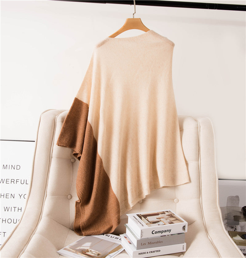 Pure cashmere knitted shawl Camel