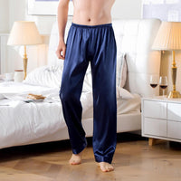 Men's Long Nightgown Pajamas Navy Blue Pants