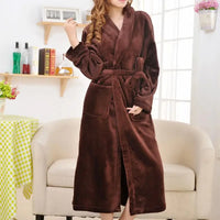 Coral Fleece Long Robe Kimono Gown Camel L