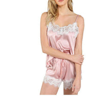 Lace Trim Satin Sleeveless Sleepwear Pink