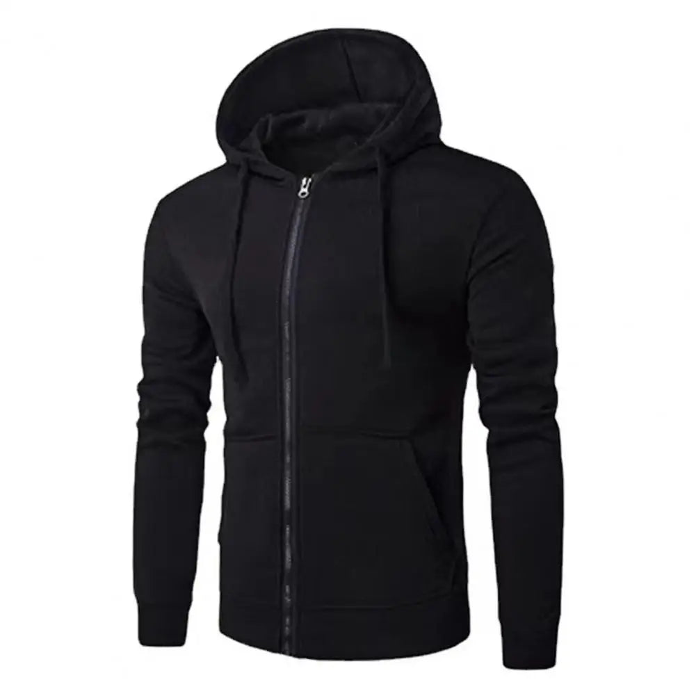 Long Sleeve Jacket Hoodie - Zipper Closure Black S