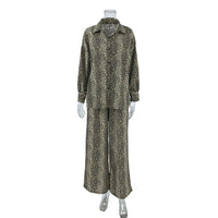 Fashionable Leopard Print Loose Ice Silk Pajamas Set