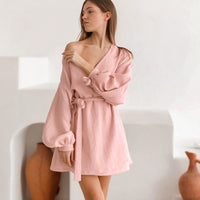 Long Sleeve Nightgown Loose-fitting Loungewear Pajamas For Women Double-layer Gauze Moisture-wicking Clothing