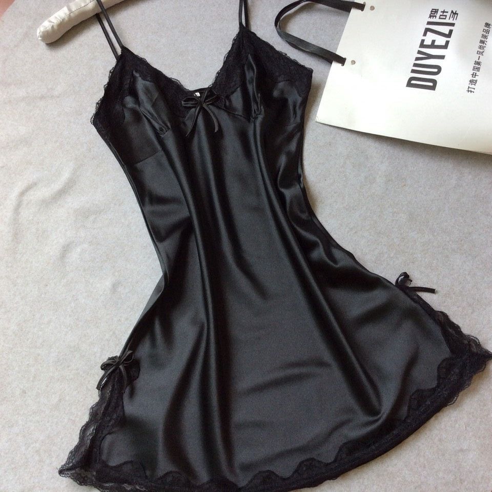 Silk Sling Lingerie Sleepwear Black