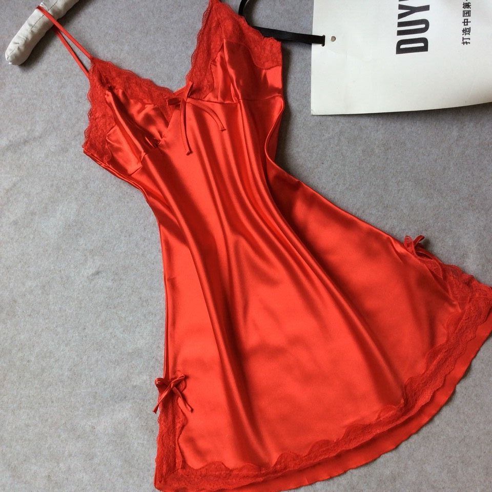 Silk Sling Lingerie Sleepwear Red