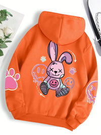 Casual Printed Female Hoodies Orange XXL