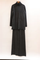 Two-Piece Pure Cashmere Coat And Trousers Set Dark Grey