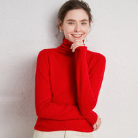 Pile up collared cashmere sweaters Big red