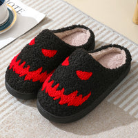 Halloween Skull Cartoon Print Slippers Red black