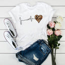 Leopard Heartbeat Short Sleeve T-Shirt p2665-1 white XL