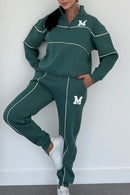 Womens 2 Piece Outfits Lounge Hoodless Pullover Sweatshirt Sweatsuit Sets Sweatshirt Baggy Fashion Sweatpants With Pockets Green