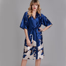 Luxury Bridal Party Silk Robes For Women Navy