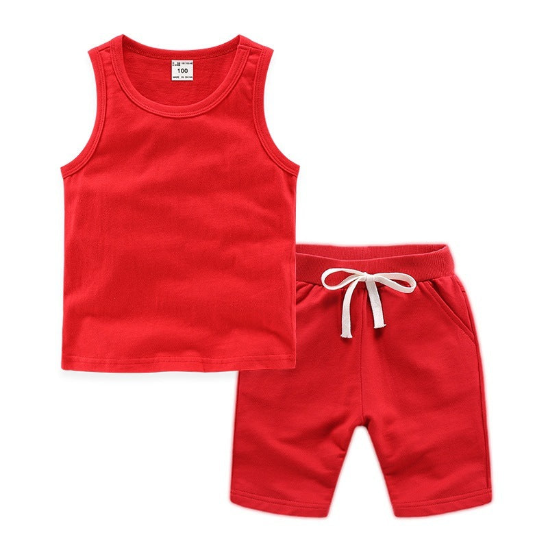 Children's Lounge Vest and Short Red