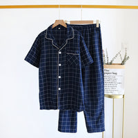 Single-line Plaid Pajamas Men's Set