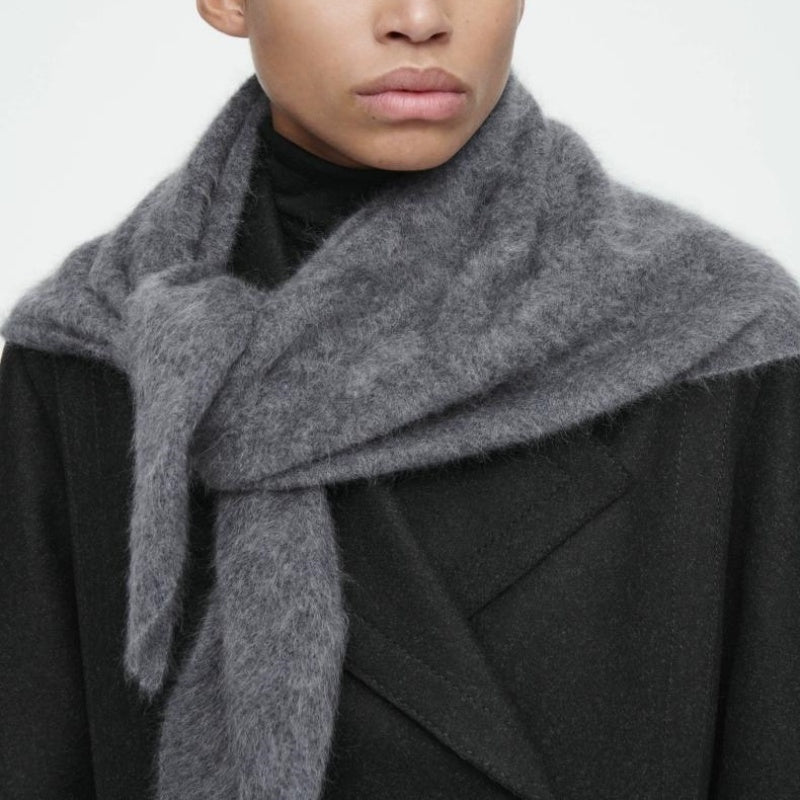 Brushed Cashmere Triangle Scarf Gray