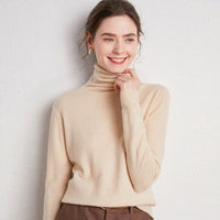 Pile up collared cashmere sweaters Apricot