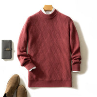 Thick Round Neck Men's Pure Wool Sweater Hawthorn Red