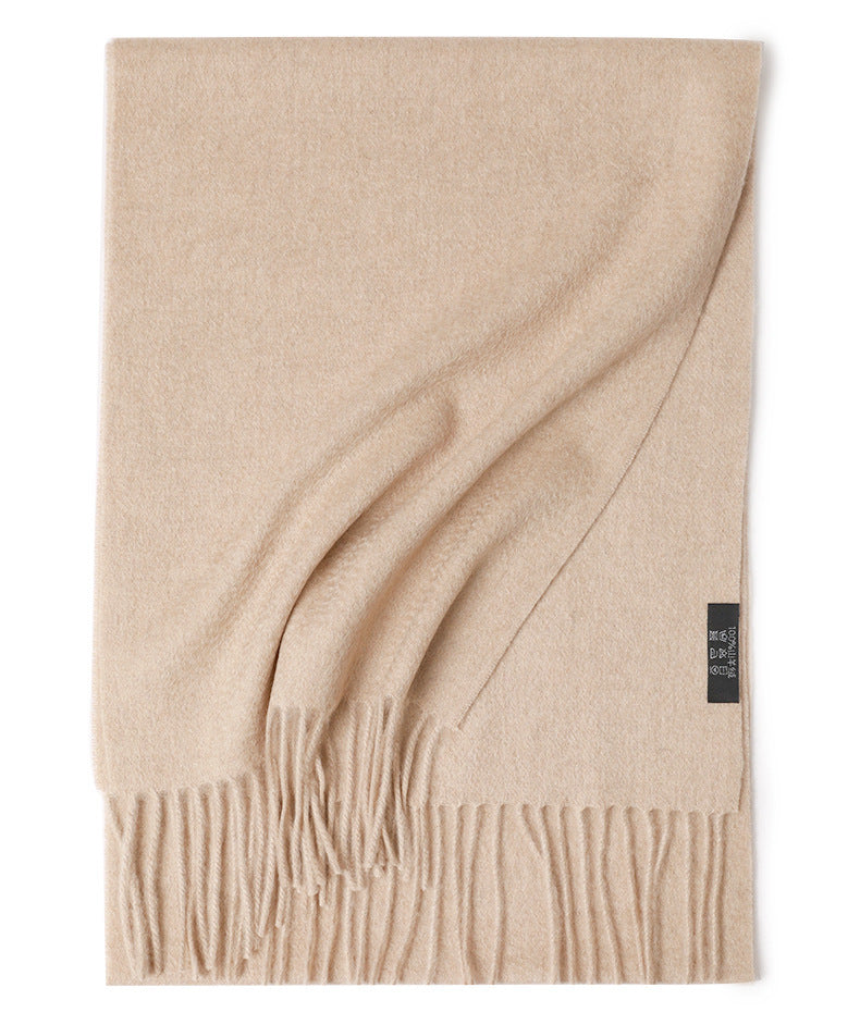 Pure Color Water Ripple Cashmere Warm Scarf Qingben 180cm