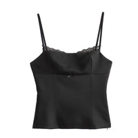 Silk Textured Underwear Strap Tank Black