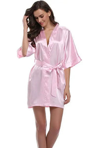 Plain Satin Robes pink L