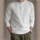 American Retro 320g Heavy Henley Shirt Slim Cotton T-shirt