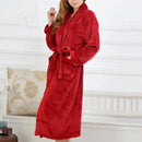 Coral Fleece Long Robe Kimono Gown Red L