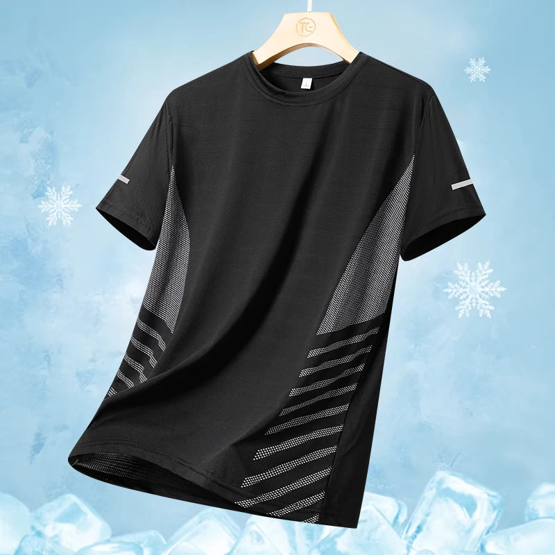 T-shirt Silk Thin for Men Black XL(60 kg-70 kg)