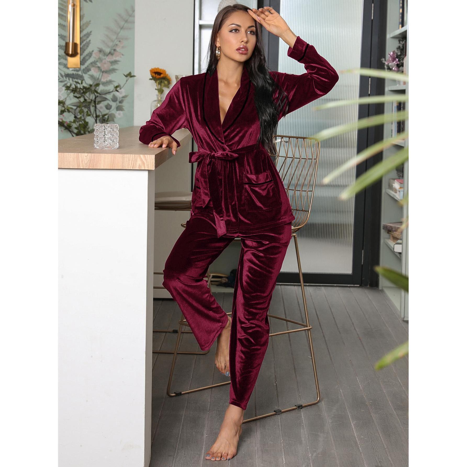 Fleece-lined Thick Loungewear Suit For Women R10 Red