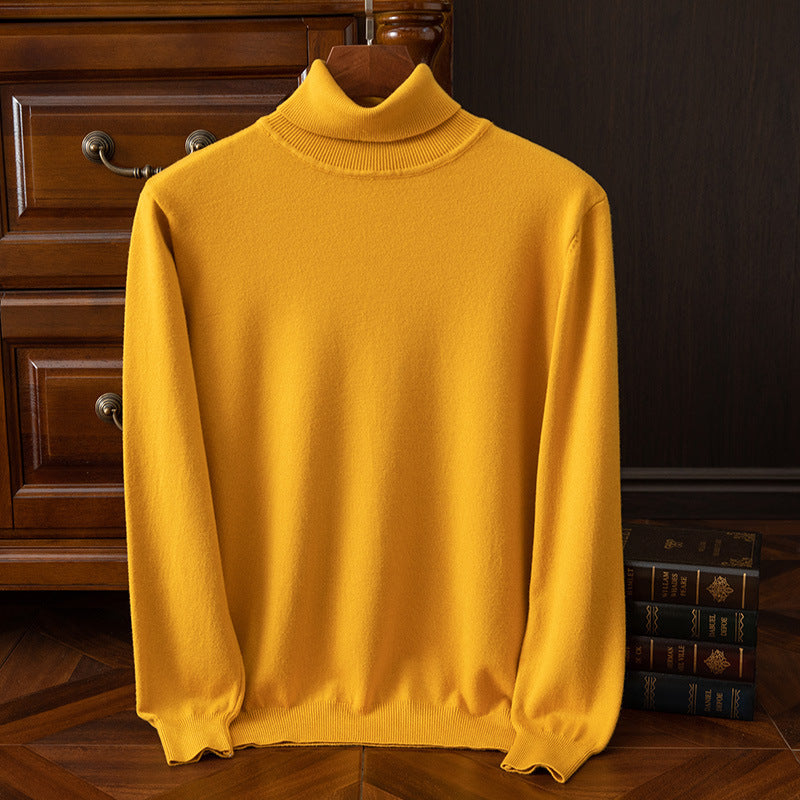 Men's Casual Turtleneck Sweater Keep Warm Ginger Yellow