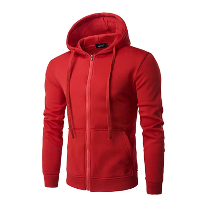 Long Sleeve Jacket Hoodie - Zipper Closure Red XXL