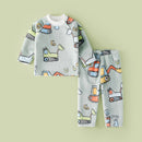 Thick Warm Pajama Set With Cartoon Print For Children