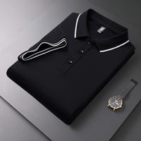 Men's Polo Shirt Lapel T-shirt Summer Short Sleeve Black