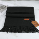 Women's Fashion Scarf Imitation Cashmere FYR330 17 Black 190x68cm With Tassels