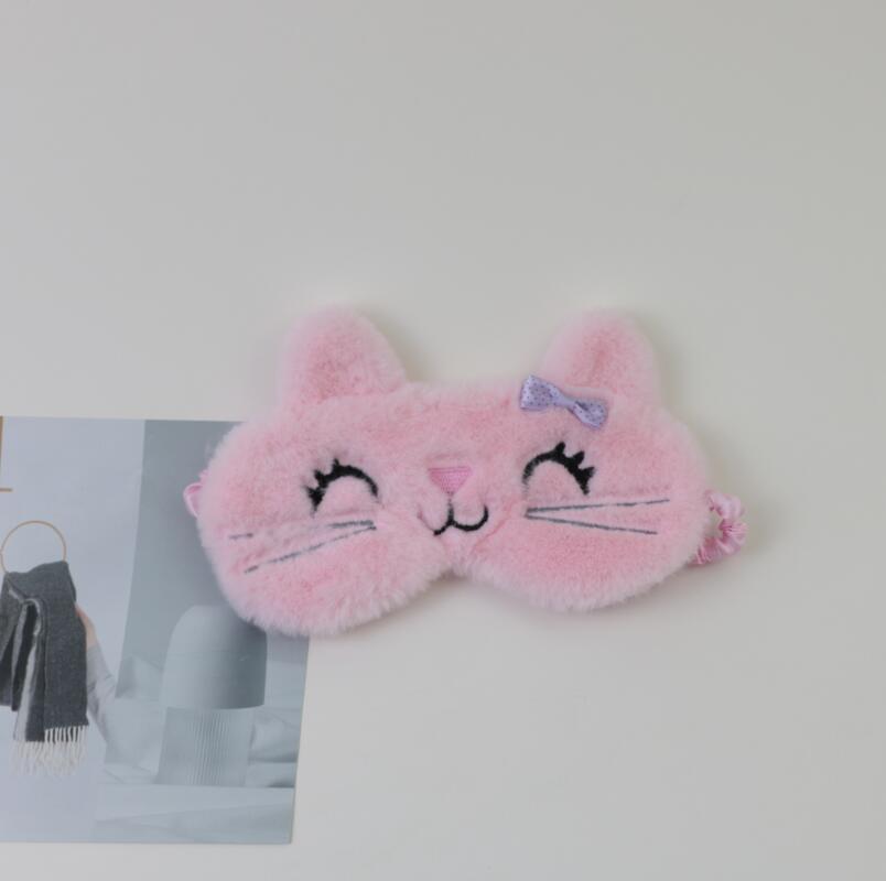 New Owl Eye Mask Gradient Colorful Plush Eye Mask Pink Cat